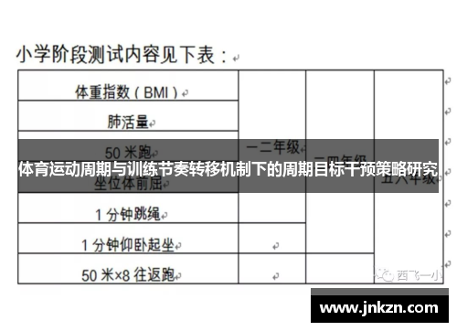 体育运动周期与训练节奏转移机制下的周期目标干预策略研究